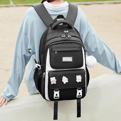 School Backpacks for Girls, Middle Schoolbag Elementary Student Bookbag, Large Casual School Daypacks for Teens Girls (Black) - color: Black
