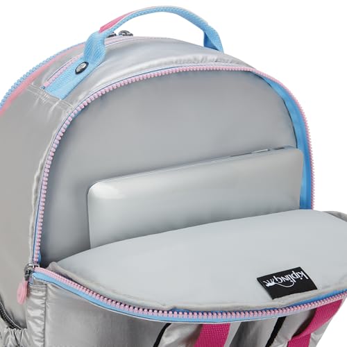 Kipling Women's Seoul Extra Large 17" Laptop Backpack, Durable, Roomy with Padded Shoulder Straps, Built-In Protective Sleeve - color: Chrome Met Pop, size: 13.5''L x 17.75''H x 9''D