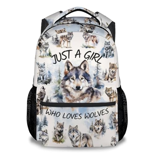 Girls Backpacks for Preschool - 17 Inch Wolf Kids School Backpack - Durable Bookbag for Kindergarten - color: Color1-1