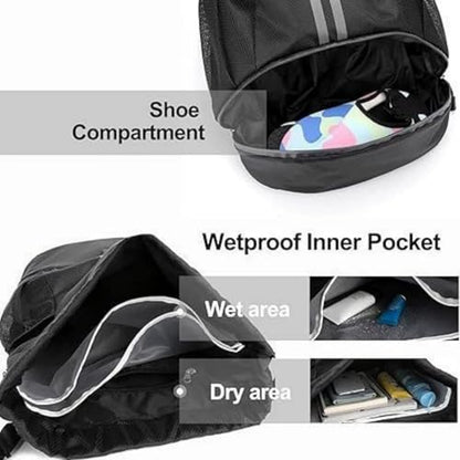 Sport Drawstring Backpack Gym Bag with Shoes Compartment for Soccer, Basketball, Swim, String Backpack Beach Cinch for Women Men