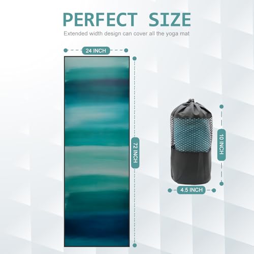 Eunzel Hot Yoga Towel, Non Slip Yoga Mat Towel Sweat Absorbent Printed Yoga Towel with Grip Dots for Hot Yoga, Pilates and Workout 72"x 24", Teal Flow - color: Teal Flow