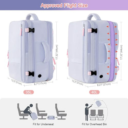 Sinaliy Carry on Backpack, Waterproof 17 Inch Laptop Backpack for Women, Flight Approved Backpack for Travel, College, Work - color: Purple