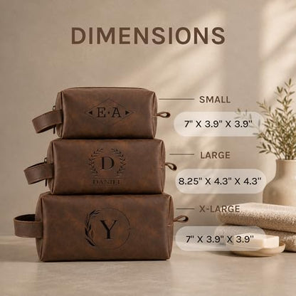 Motiwear Custom Leather Toiletry Bag for Men Personalized Dopp Kit Travel Grooming Organizer Gift for Him Stylish - Dark Brown - color: Dark Brown