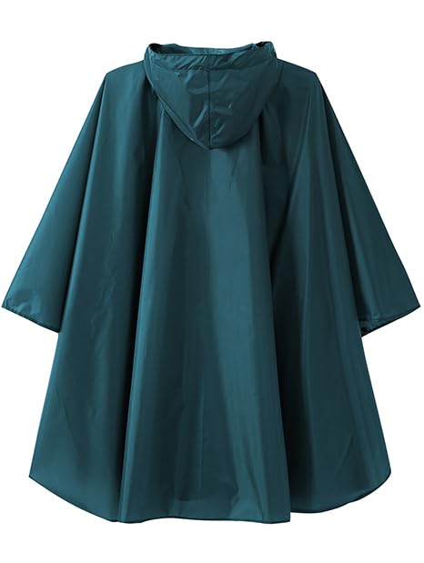 Fashion Hooded Rain Poncho Waterproof Raincoat Jacket with pocket for Women/Men/Adult - color: Deep Blue