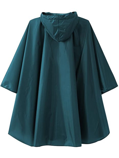 Fashion Hooded Rain Poncho Waterproof Raincoat Jacket with pocket for Women/Men/Adult - color: Deep Blue