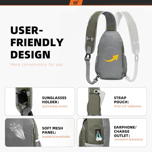 SKYSPER Sling Bag RFID Crossbody Sling Backpack Cross Body Shoulder Bag Travel Hiking Daypack for Women Men(Light Taupe) - color: Light Taupe