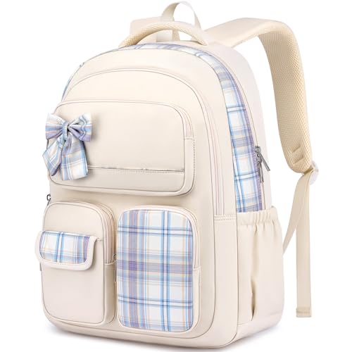 Girls Backpack for School Teen: Cute Bookbag for Middle High School 15.6 Inch Laptop Backpacks Lightweight Casual Daypack for College Students Travel Back Pack for Women Beige - color: 1-beige, size: 15.6 Inch