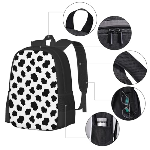 Lightweight Polyester Daypack Cow Print, Anti Theft Large Capacity Travel Hiking Backpack Unisex Carry On Bag for Outdoor Commute Business Use - color: Design (571)
