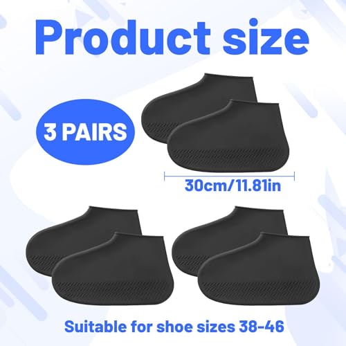 Waterproof Shoe Covers Reusable,3 Pairs Shoe Covers Reusable Waterproof,to Prevent Rain Into Shoes,Shoes Protector Cover One Size Fits All for People Outdoor Cycling Hikin