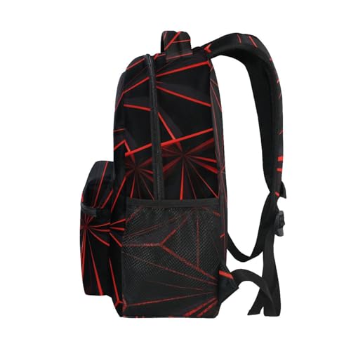 ALAZA 3D Geometric Black Polygon Red Futuristic Large Backpack Personalized Laptop iPad Tablet Travel School Bag with Multiple Pockets - color: Geomertry