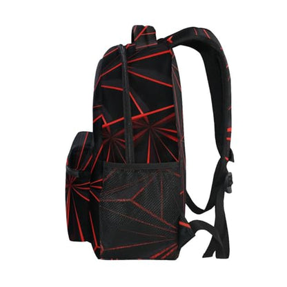 ALAZA 3D Geometric Black Polygon Red Futuristic Large Backpack Personalized Laptop iPad Tablet Travel School Bag with Multiple Pockets - color: Geomertry