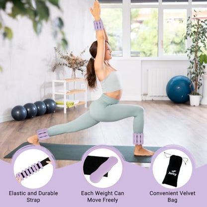 Ankle and Wrist Weights for Women & Men, Adjustable Arm & Leg Weights Set of 2 (1 lb/2 lb Each) Soft Silicone Weighted Bands Weighted Bracelet for Pilates Yoga Dance Walking Running Swimming Water Pool Home Gym Fitness Workout Jogging Gymnastics Aerobics