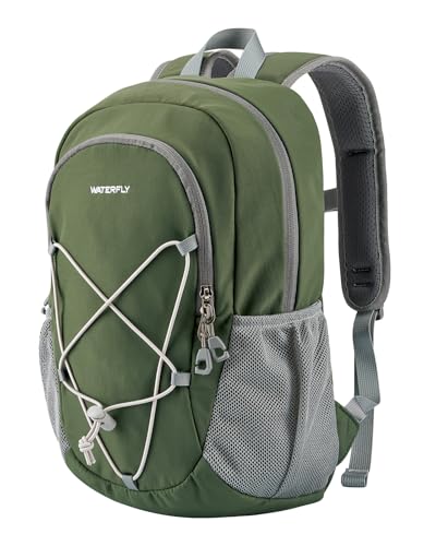 WATERFLY 12L Small Hiking Backpack: Day Pack Lightweight Travel Bag Camping Fitness Cycling Outdoor Sports Daypack For Women Men - color: Olive Green