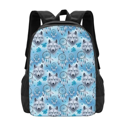 Ergonomic Padded Backpack Love Heart Wolf Dream Catcher, Anti Theft Spacious Travel Daypack Sturdy Polyester Bag for Commute Gym Outdoor Leisure Use - color: Design (1205)