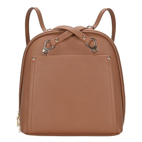 MMS Brands Miztique Daisy Convertible Backpack Purse for Women | Vegan Leather Shoulder Strap Bag or Convertible Backpack | (Tan) - color: Tan