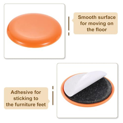 uxcell 20Pcs Furniture Sliders, 2 Inch Round Self-Adhesive Carpet Furniture Moving Pads Gliders Floor Protectors for Carpeted Tile Vinyl Hardwood Floors, Orange - size: 2 Inch