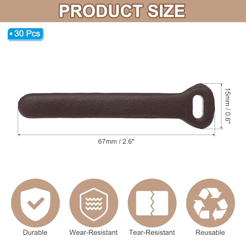 PATIKIL 30Pcs Leather Zipper Pull, 2.6" Replacement Zipper Puller Extender Backpack Luggage Sliders for Handbags Suitcases Bags Wallets Jackets Coats Pull Tabs, Dark Brown - color: Dark Brown