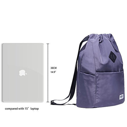 KAUKKO Drawstring Sports Backpack Gym Yoga Bag Shoulder Rucksack for Men and Women(K3031-2 Gray) - color: Grey3031-2