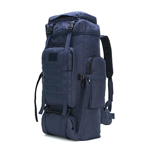 70l Hiking Backpack for Men Waterproof Military Camping Rucksack Travel Daypack - color: Blue
