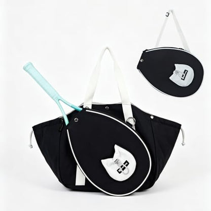Smartway Pickleball Tote Bag for Women with Detachable Racket Sleeve - color: Black
