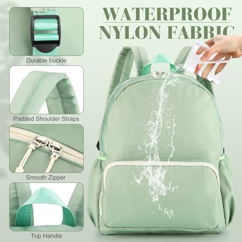 1 Piece Nylon Backpack Kids School Backpack for Toddler Girls Boys Plain Waterproof Preppy Bookbags Travel for Student (Matcha) - color: Matcha