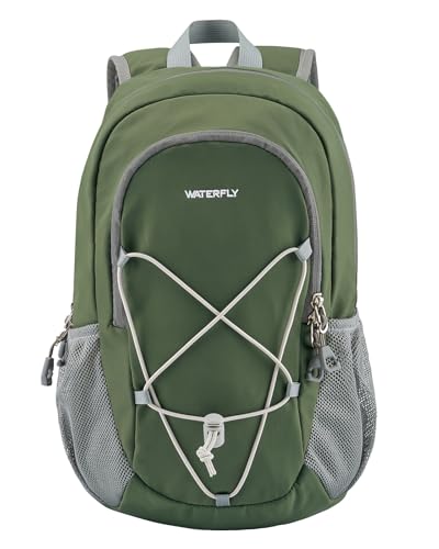 WATERFLY 12L Small Hiking Backpack: Day Pack Lightweight Travel Bag Camping Fitness Cycling Outdoor Sports Daypack For Women Men - color: Olive Green