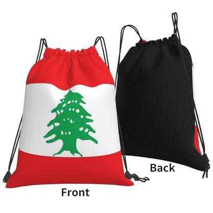 Lebanon Flag Drawstring Bag Sport Gym Backpack Beach Travel Sack Draw String Yoga Bag For Men Women - color: Lebanon Flag