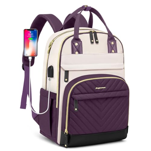 Laptop Backpack for Women Teen Girls: 15.6 inch School Backpack with USB Charger Waterproof College Bookbag Casual Daypack Computer Backpack for Work Travel Backpacks for Teacher Nurse Dark Purple - color: 62-dark Purple, size: 15.6 Inch
