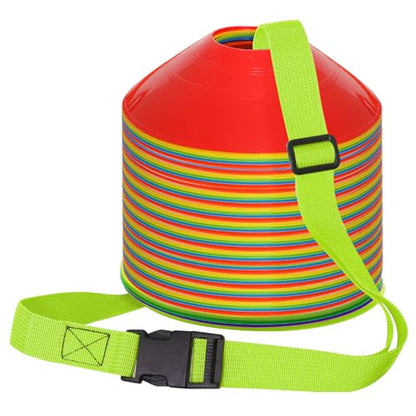 6.5 Feet Strap Cone Carrier Sport Cone Carrying Strap Adjustable Agility Disc Cone Strap Carrier for Storage & Travel with Quick Snap Closure - color: Green
