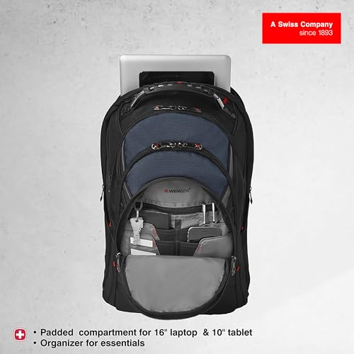 Wenger Ibex 17 inch Laptop Backpack, Men's and Women's Laptop Bag, Black/Gray/Blue - style: Wenger Ibex Laptop Backpack