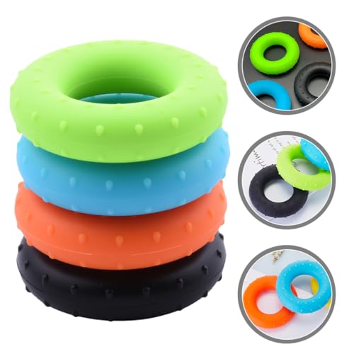 Toyvian 4pcs Silicone Hand Strengthener Rings Grip Trainer Set with 30-60lb Resistance for Forearm Strengthening and Rehabilitation Fitness Training at Home
