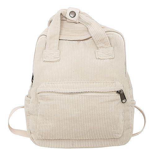 Makukke Small Corduroy Backpack Purse for Women - Vintage Mini Fashion Casual Aesthetic Backpack, Beige - color: 01-beige