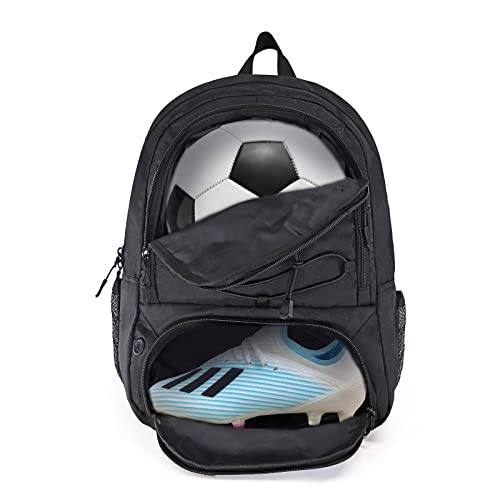 WOLT Soccer Backpack Soccer Bag with Ball Holder & Shoes Compartment, Sport Equipment Bags For Football, Basketball, Volleyball, Gym - color: Black