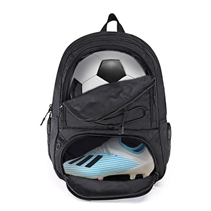 WOLT Soccer Backpack Soccer Bag with Ball Holder & Shoes Compartment, Sport Equipment Bags For Football, Basketball, Volleyball, Gym - color: Black