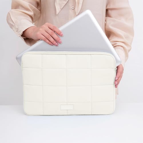 Puffy Laptop Sleeve 14 Inch Matte Beige, Waterproof Carrying Case Bag for Women, Fluffy Computer Case Compatible with MacBook Pro 14 Inch, MacBook Air M2 M1, Asus/Dell XPS/Lenovo - color: Matte Beige, size: 14-inch