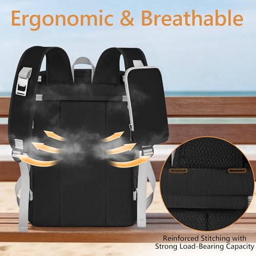Cooler Backpack, 40 Cans Insulated Lunch Backpack Picnic Backpack for Men&Women, Durable Cooler Bag with 2 Leak Proof Compartments for Picnic, BBQ Camping, Lunch, Beach, Hiking, Black - color: Black&gray