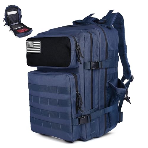 gracedon Tactical Backpack - Military Molle Bag 3 Days Pack for men and Women Large Assault Rucksack 45L (Navy) - color: Navy