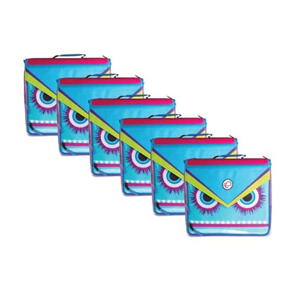 Case it 6 Pack Universal Monster Eye Zipper Binder with Removable Laptop Sleeve, 2-Inch O Rings, Shoulder Strap, LT-307-ME-C-MAG, Magenta - color: Magenta, size: 6 Pack