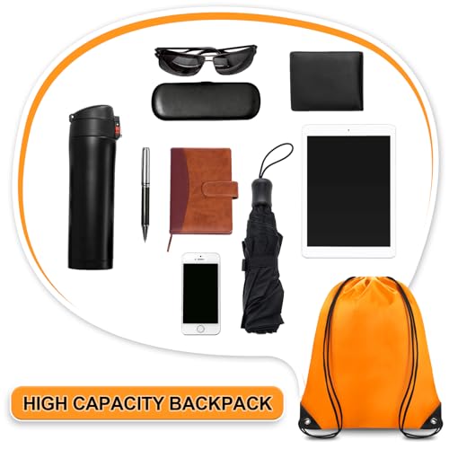 Grneric Drawstring Backpack Bulk 70Pcs String Backpack Drawstring Bags Cinch Bag Sackpack for Men Women Gym(Orange) - color: Orange