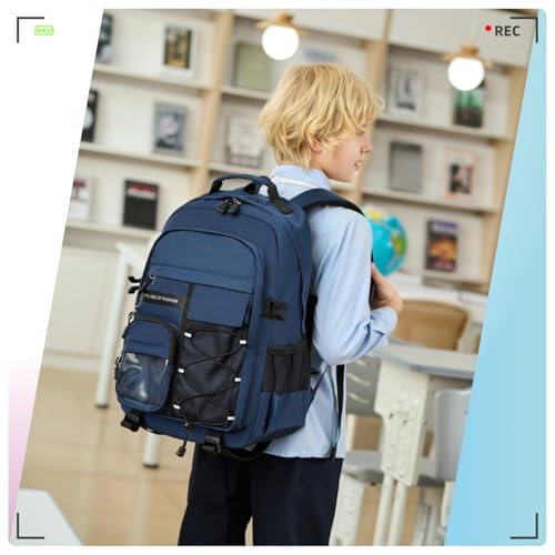 Laptop Backpack Boys Teen Bookbag Kids Middle Schoolbag Women Men 18in(Blue) - color: 3-blue