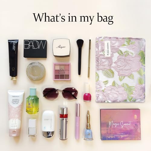 STARDW Cute Floral Makeup Bag Organizer Travel Cosmetic Pouch for Women - color: Embossed Rose