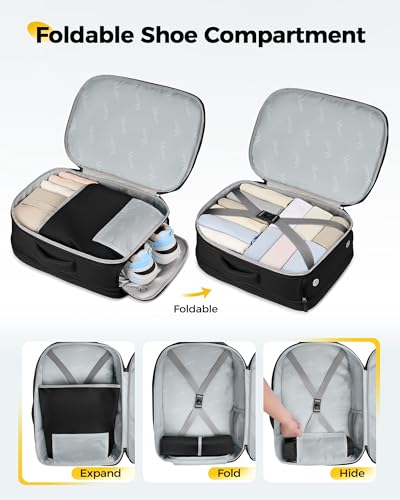 MATEIN HER 40L Travel Backpack for Men with Shoe Compartment, TSA Waterproof Personal Item Bag for Spirit Airlines Fit 17" Laptop, 18x14x8 Inches Underseat Backpack Weekender Overnight Bags, 2 Pcs Set - color: Black