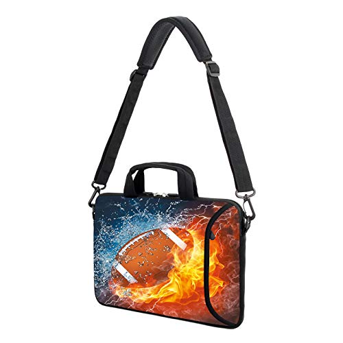 AMARY 14" 15" 15.4" 15.6" laptop sleeve chromebook case adjustable shoulder strap with handle accessory pocket for men women (Football) - color: Football