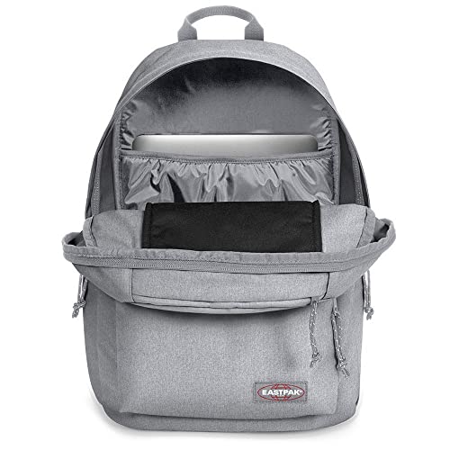EASTPAK Padded Double – 24L Squared Backpack with Dual Front Pockets, 13” Laptop Sleeve, Bottle Holder & Padded Straps, Sunday Grey - color: Sunday Grey