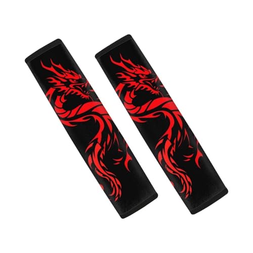 Forchrinse Red Dragon Car Seat Belt Cover Pads,Soft Seatbelt Shoulder Pads 2 Pack, Safety Belt Strap Pad Protector for Adults and Children - color: Red Dragon