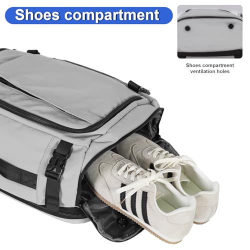 Carry On Travel Backpack with Shoe Compartment Flight Approved Laptop Backpack Expandable Work Business Backpack for Women Men Casual Daypack, Light Gray - color: Light Gray, style: A