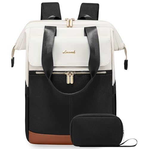 LOVEVOOK 18 Inch Laptop Backpack for Women, Large Capacity Travel Backpack with Organizer Bag, Waterproof Carry on Backpack Purse Work Bag with USB Port for College Teacher Nurse, 2PCS - color: Beige - Black, size: 18" - 2pcs