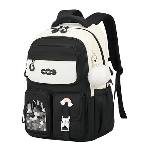 VIDOSCLA Vivid Girls' School Backpack Kids Elementary Schoolbag Primary Backpack with Multi-Pocket Design - color: A03# Black