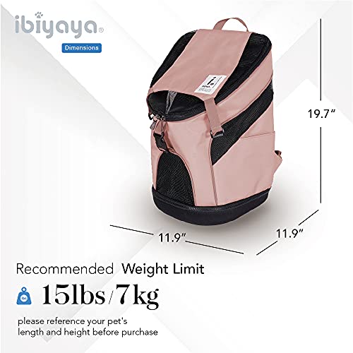 ibiyaya - Airline Approved Pet Carrier for Small to Medium Dogs and Cats - Dog Backpack Carrier, Breathable Mesh Material with Magnetic Buttons, Side Pockets, and Auto-Lock Zipper - Coral Pink