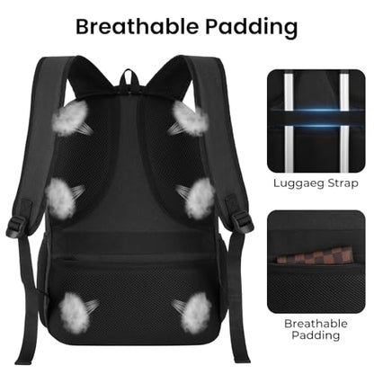 BIKROD Black Backpack, School Backpacks for Teen Boys & Girls, Student Bookbag Fits 17.3 Inch Laptop, Water Resistant Travel Backpack, Sturdy Anti Theft Computer Bag Gifts Men Women - color: Black, size: 17.3 Inch
